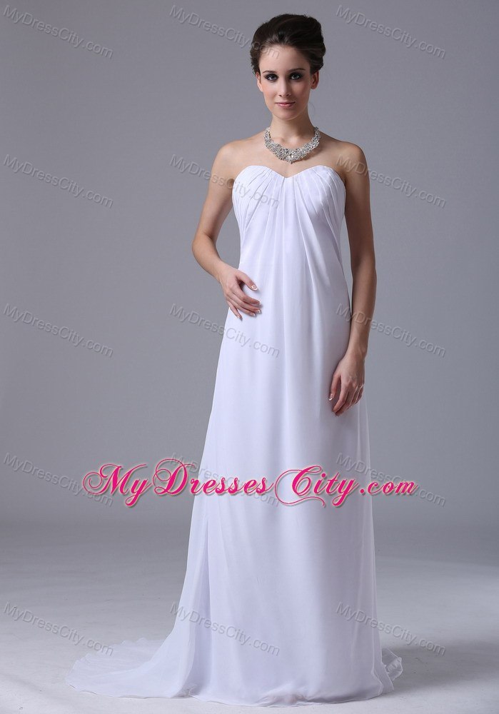 Customize Empire White Chiffon Sweetheart Court Train Prom Dress