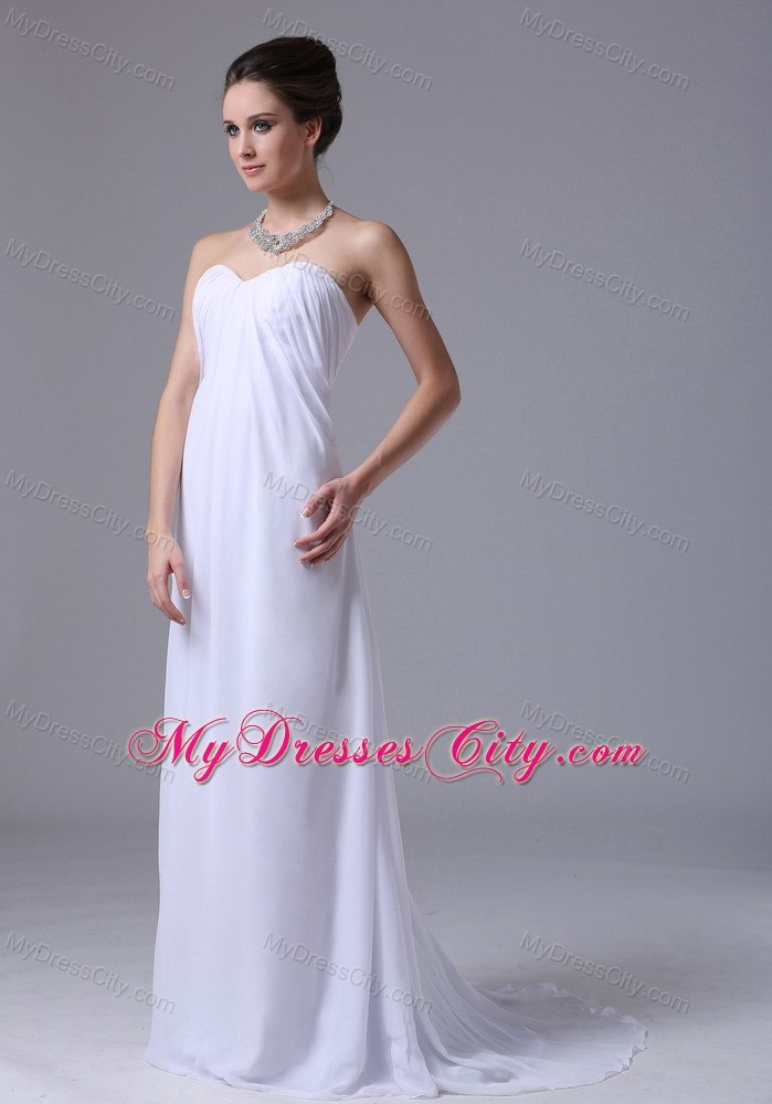 Customize Empire White Chiffon Sweetheart Court Train Prom Dress