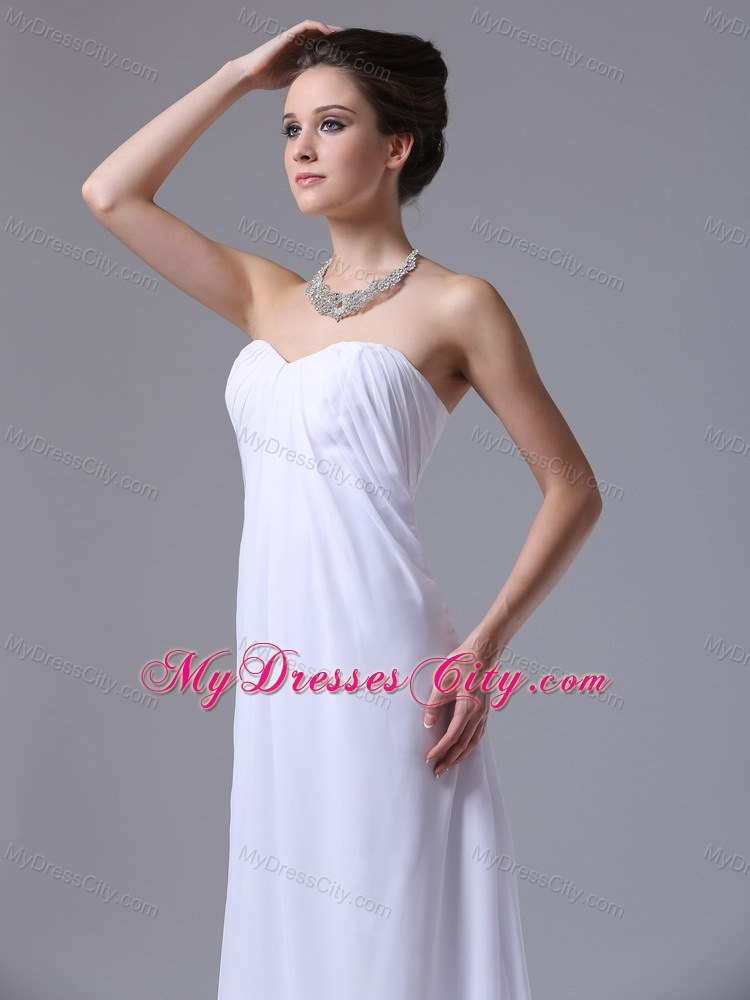 Customize Empire White Chiffon Sweetheart Court Train Prom Dress