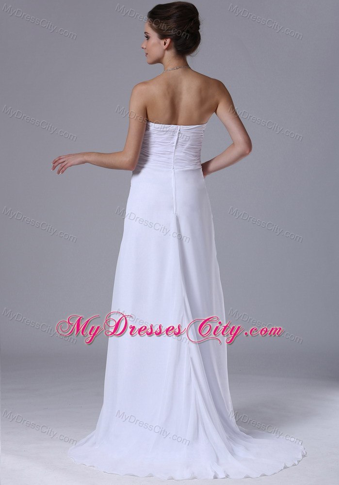 Customize Empire White Chiffon Sweetheart Court Train Prom Dress