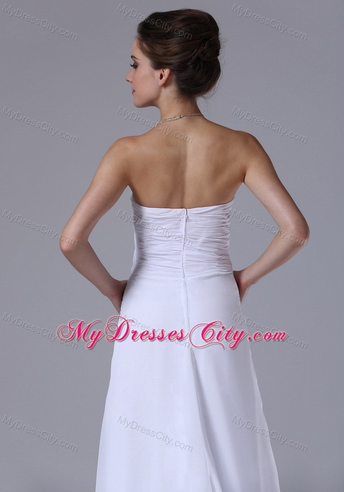 Customize Empire White Chiffon Sweetheart Court Train Prom Dress