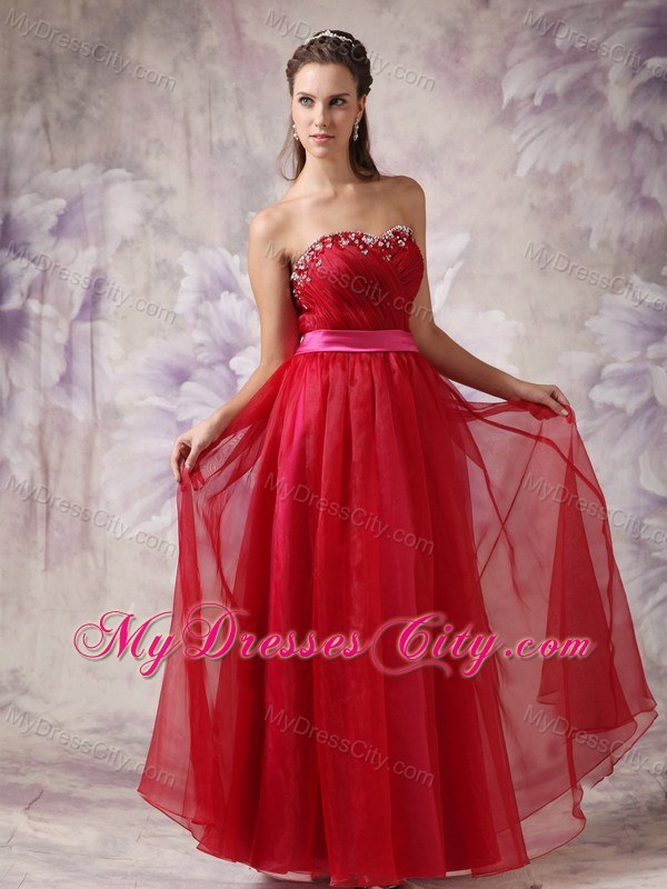 Customize Red Sweetheart Prom Dress with Chiffon 2013