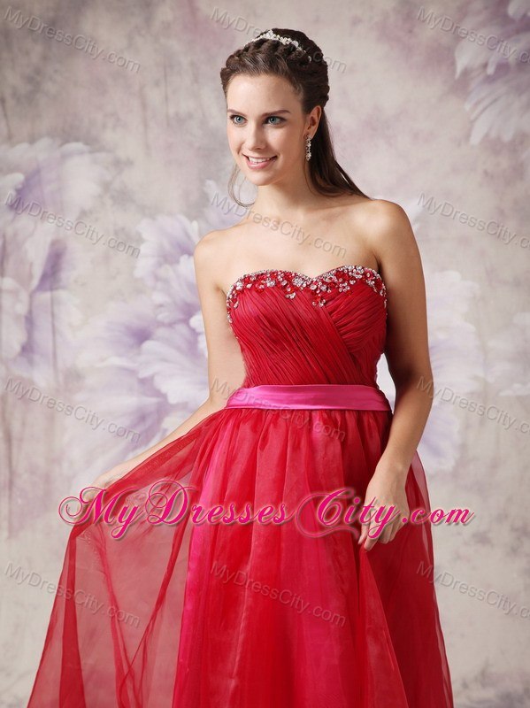 Customize Red Sweetheart Prom Dress with Chiffon 2013