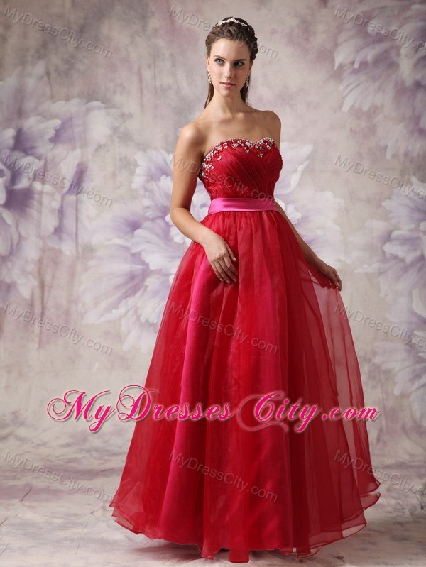 Customize Red Sweetheart Prom Dress with Chiffon 2013