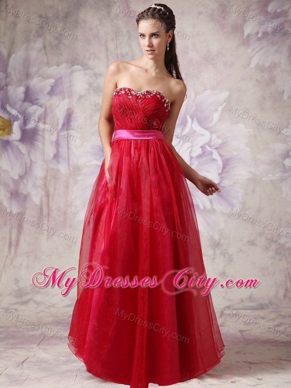 Customize Red Sweetheart Prom Dress with Chiffon 2013