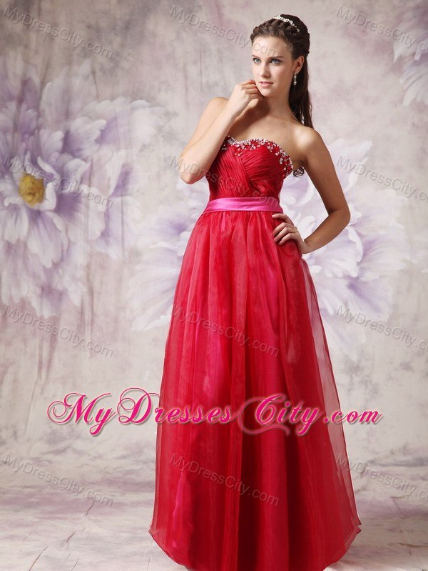 Customize Red Sweetheart Prom Dress with Chiffon 2013