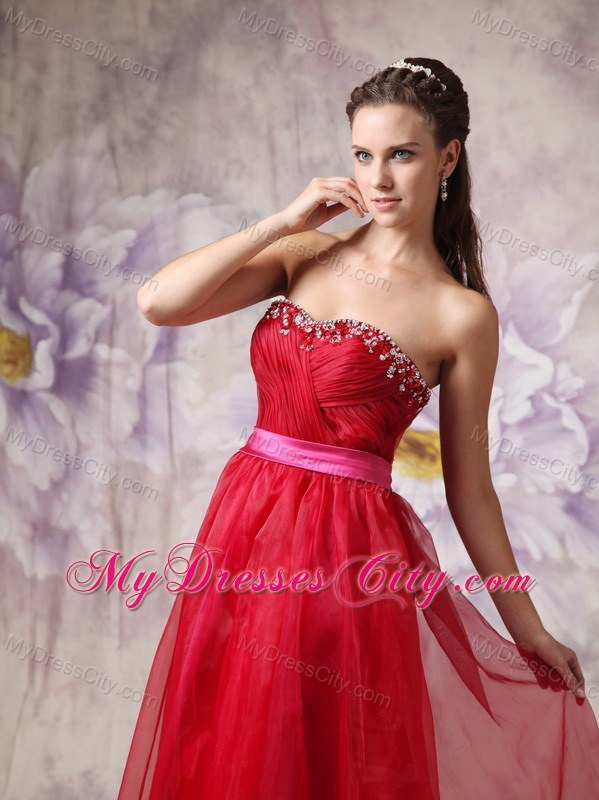 Customize Red Sweetheart Prom Dress with Chiffon 2013