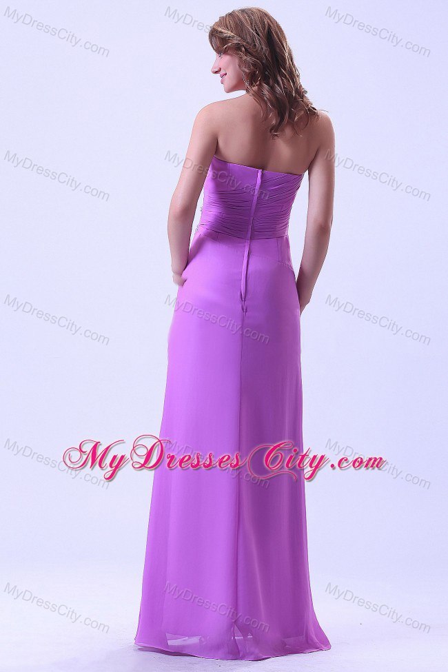 Lavender Column Strapless Chiffon Prom Dress with Beading