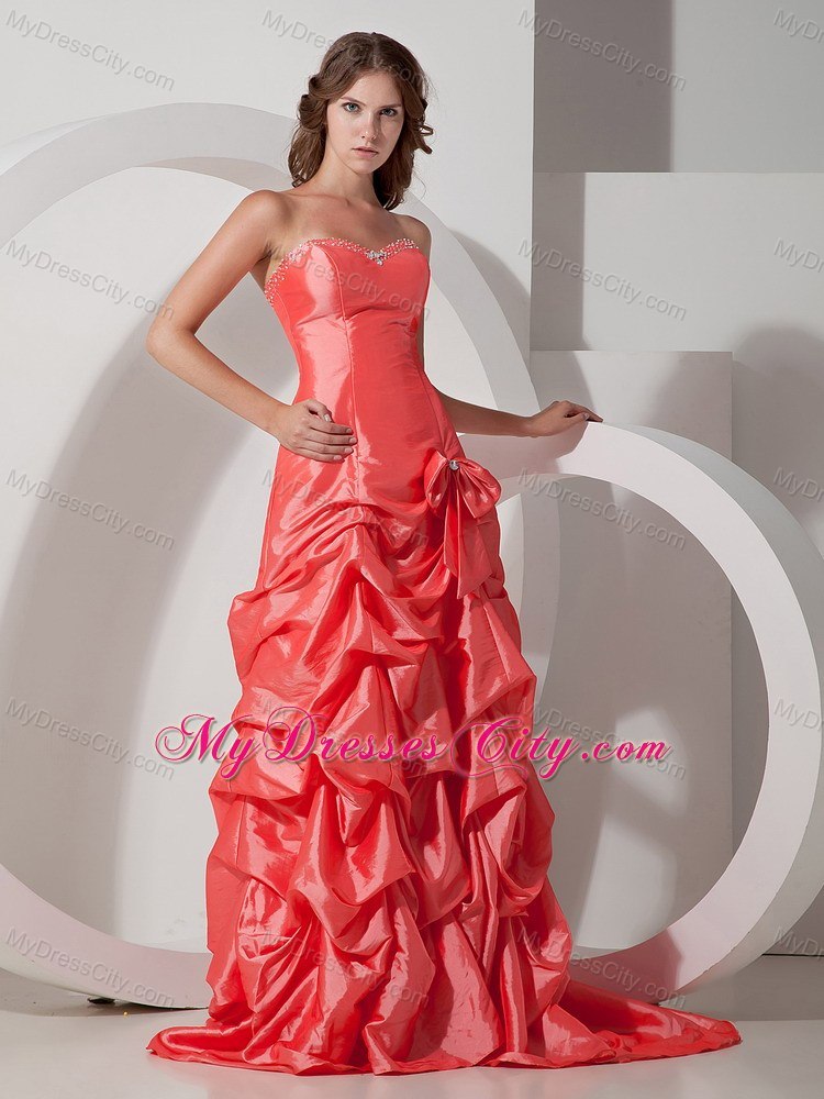 Pick-ups Sweetheart Beading Watermelon Red Prom Dress