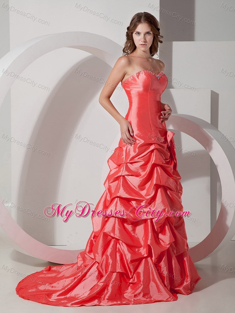 Pick-ups Sweetheart Beading Watermelon Red Prom Dress