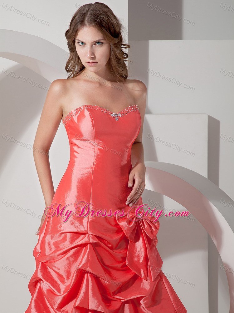 Pick-ups Sweetheart Beading Watermelon Red Prom Dress