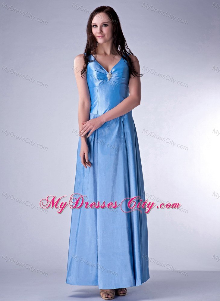 Custom Made Blue Taffeta Beading Prom Dress for 2013