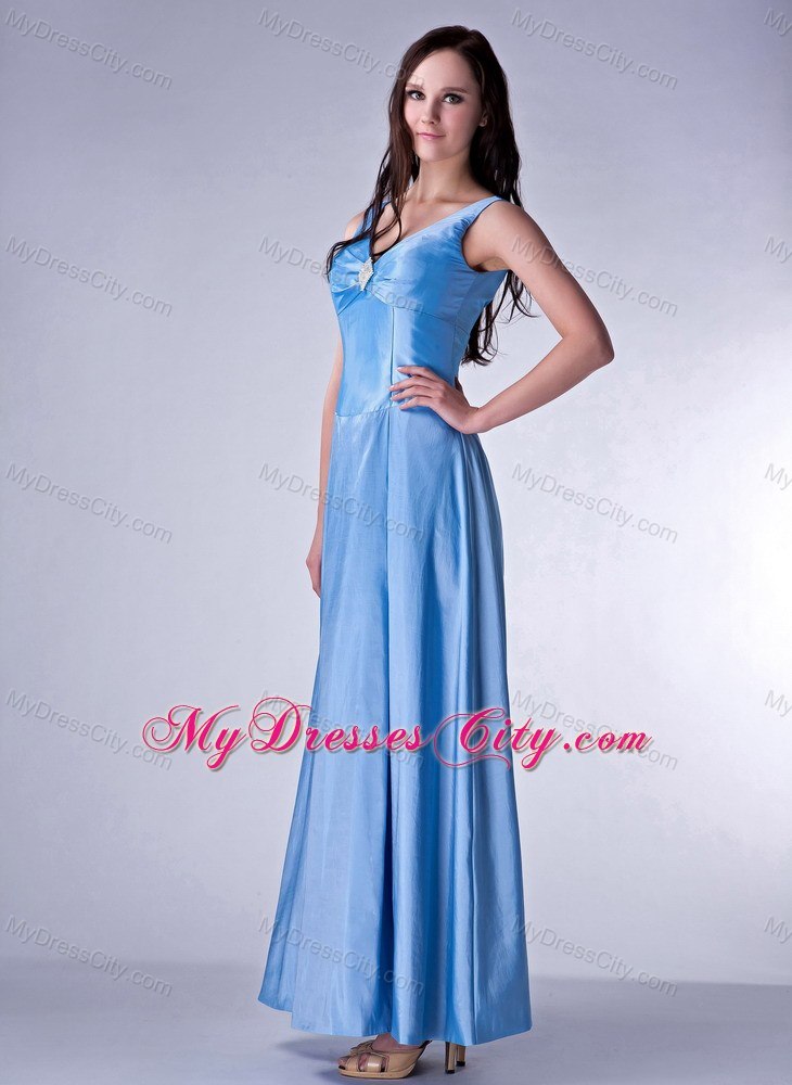 Custom Made Blue Taffeta Beading Prom Dress for 2013