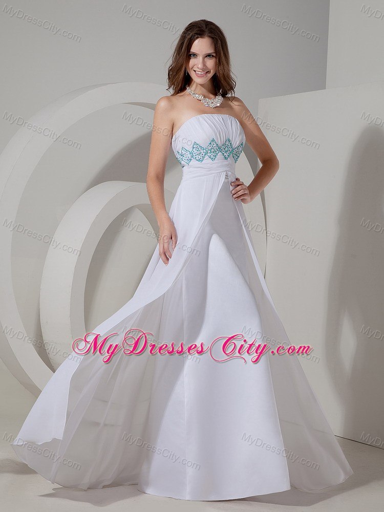 2013 White Ruches and Beaded Chiffon Prom Dress in Party