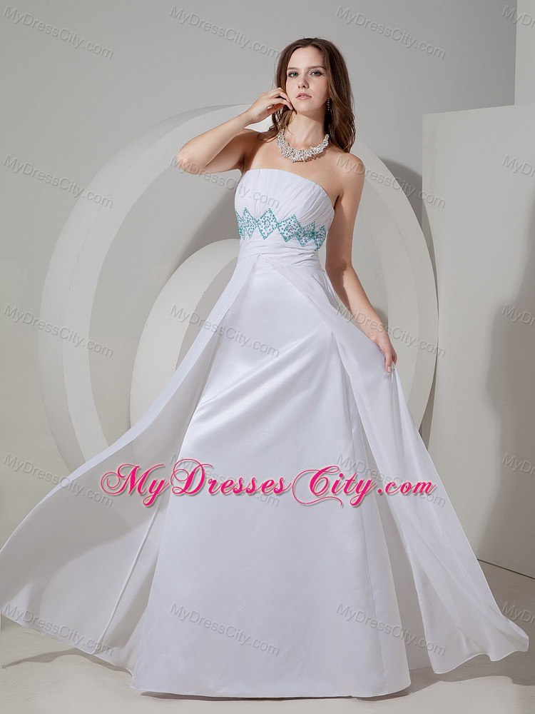 2013 White Ruches and Beaded Chiffon Prom Dress in Party