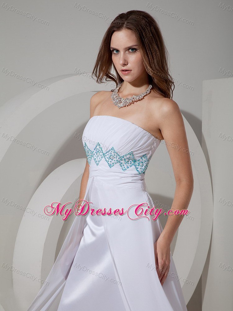 2013 White Ruches and Beaded Chiffon Prom Dress in Party