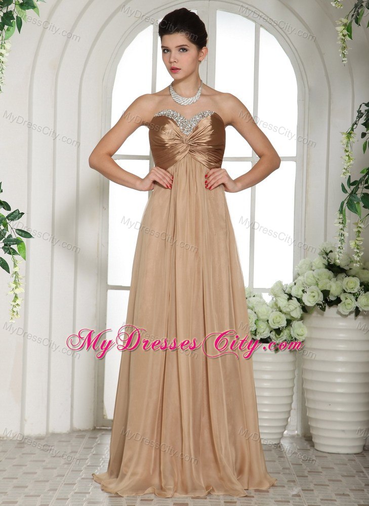 Ruched Sweetheart 2013 Champagne Prom Gown Floor-length