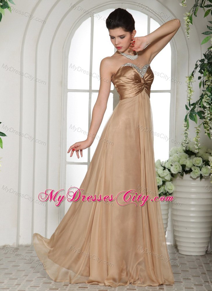 Ruched Sweetheart 2013 Champagne Prom Gown Floor-length