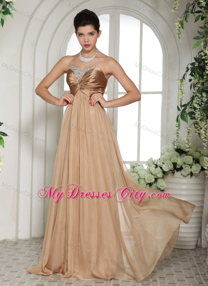 Ruched Sweetheart 2013 Champagne Prom Gown Floor-length