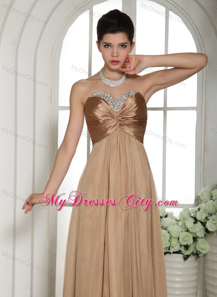 Ruched Sweetheart 2013 Champagne Prom Gown Floor-length