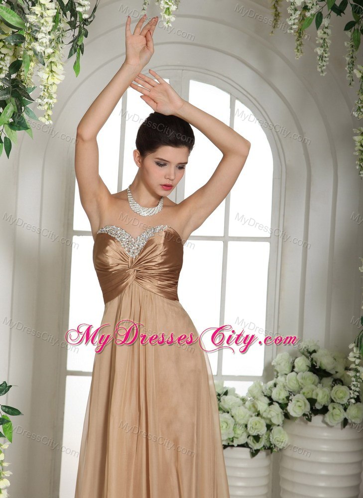 Ruched Sweetheart 2013 Champagne Prom Gown Floor-length