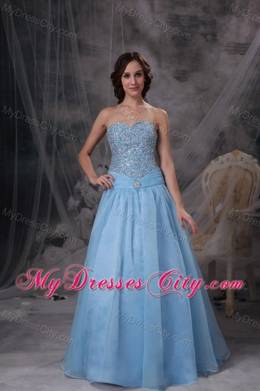 Impression A-line Blue Sweetheart Beading Prom Dress