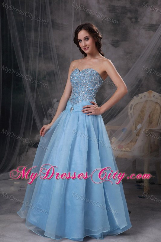 Impression A-line Blue Sweetheart Beading Prom Dress