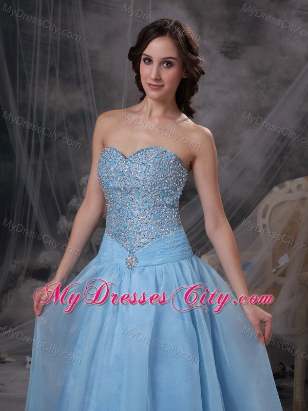 Impression A-line Blue Sweetheart Beading Prom Dress