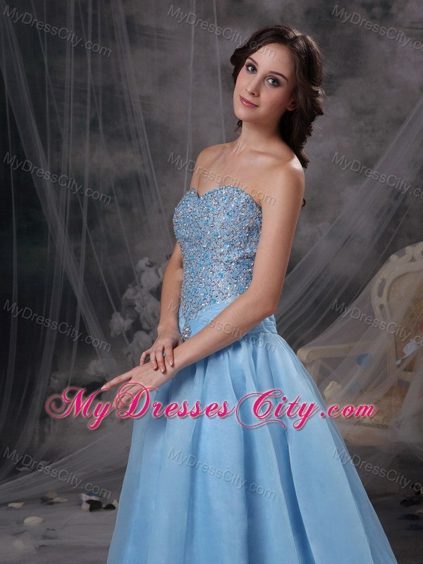 Impression A-line Blue Sweetheart Beading Prom Dress