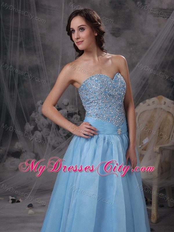 Impression A-line Blue Sweetheart Beading Prom Dress