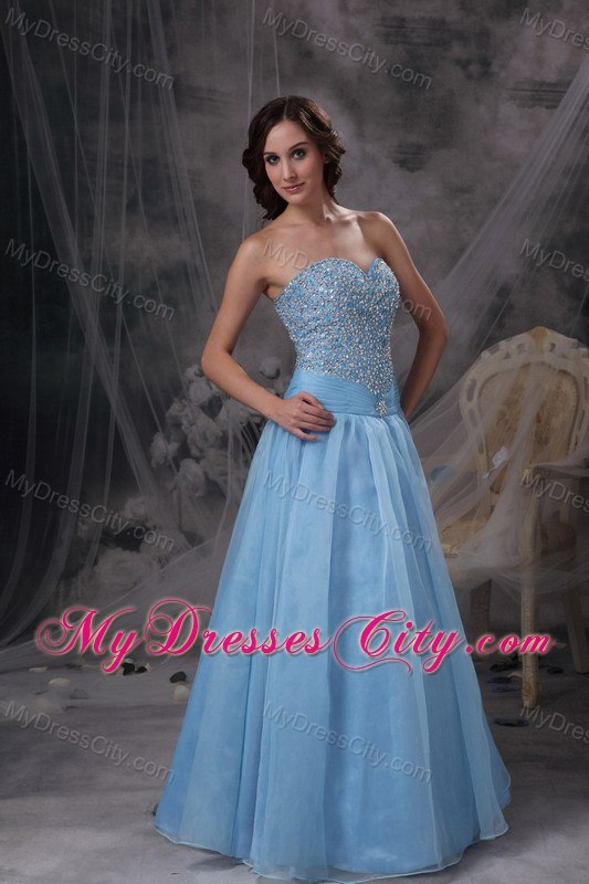 Impression A-line Blue Sweetheart Beading Prom Dress