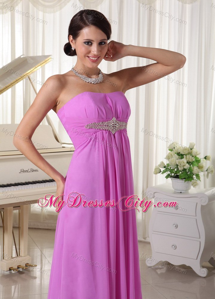 Lavender Beaded Chiffon Floor-length Prom Dress with Cool Back