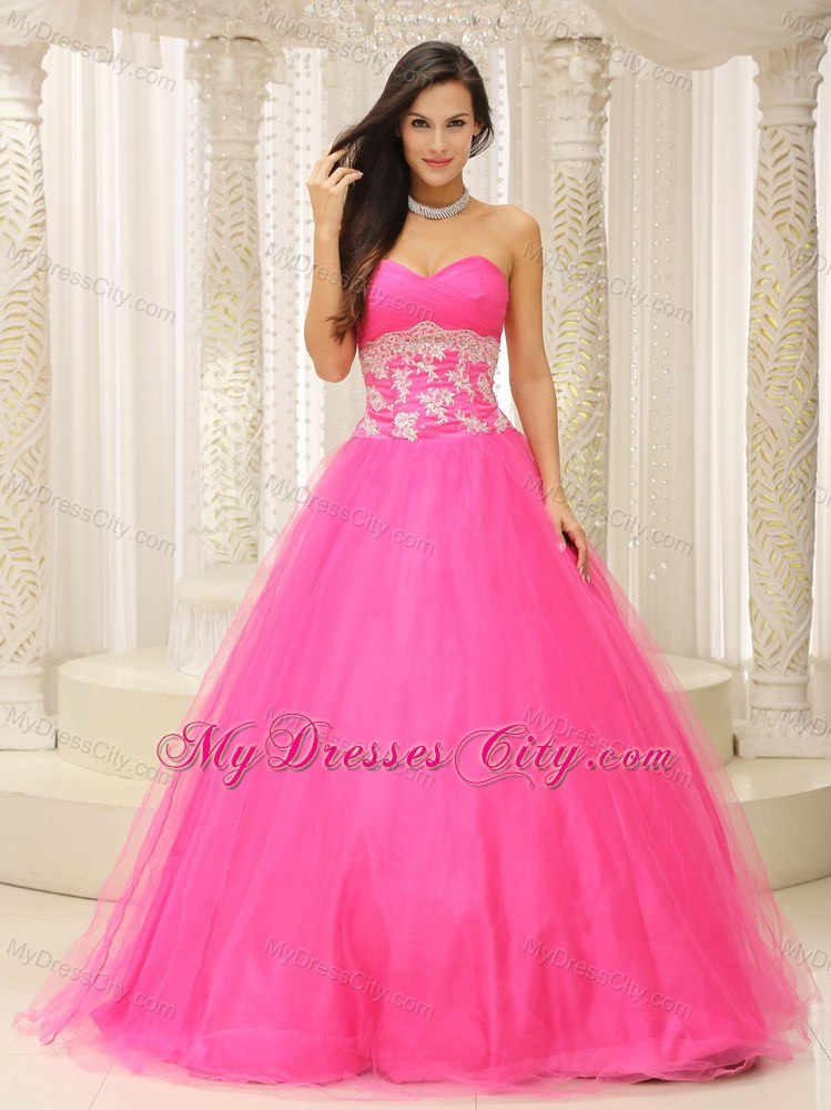 A-line Sweetheart Quinceanera Dress with Appliques and Lace Back