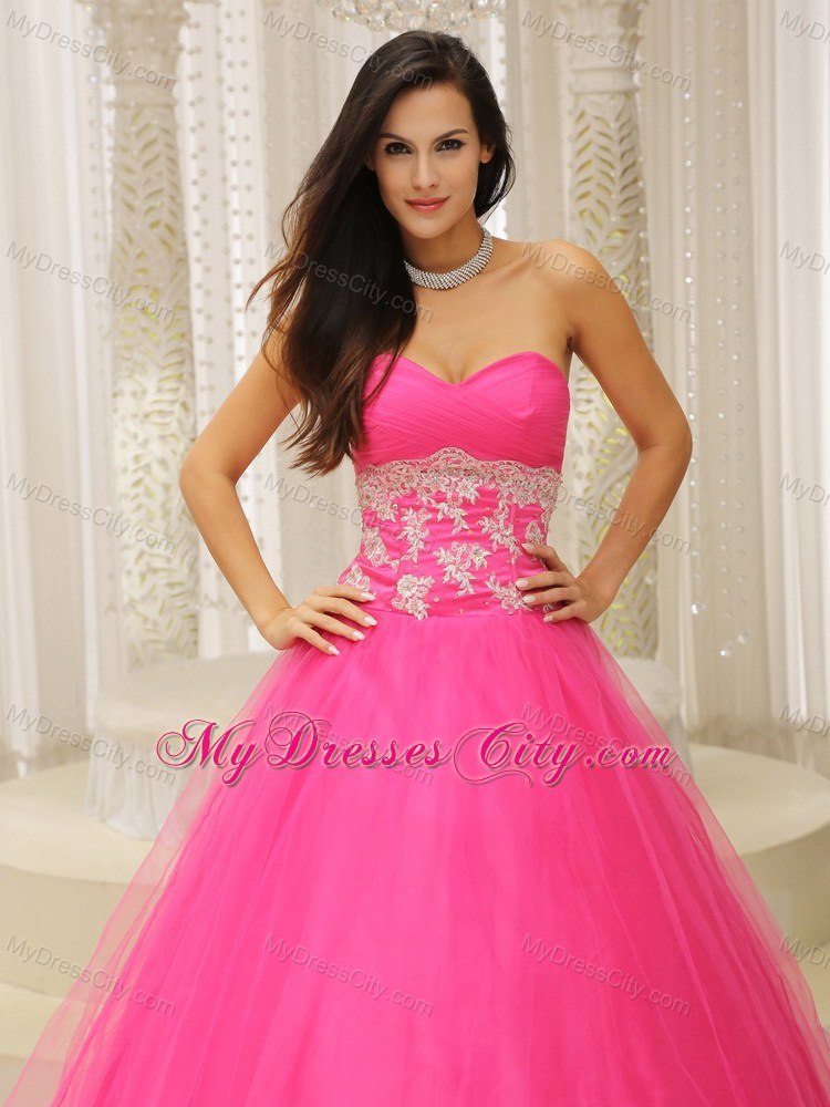 A-line Sweetheart Quinceanera Dress with Appliques and Lace Back