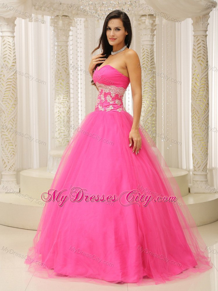 A-line Sweetheart Quinceanera Dress with Appliques and Lace Back