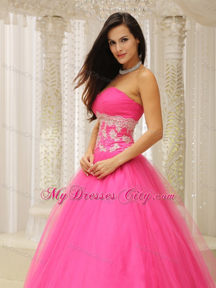 A-line Sweetheart Quinceanera Dress with Appliques and Lace Back