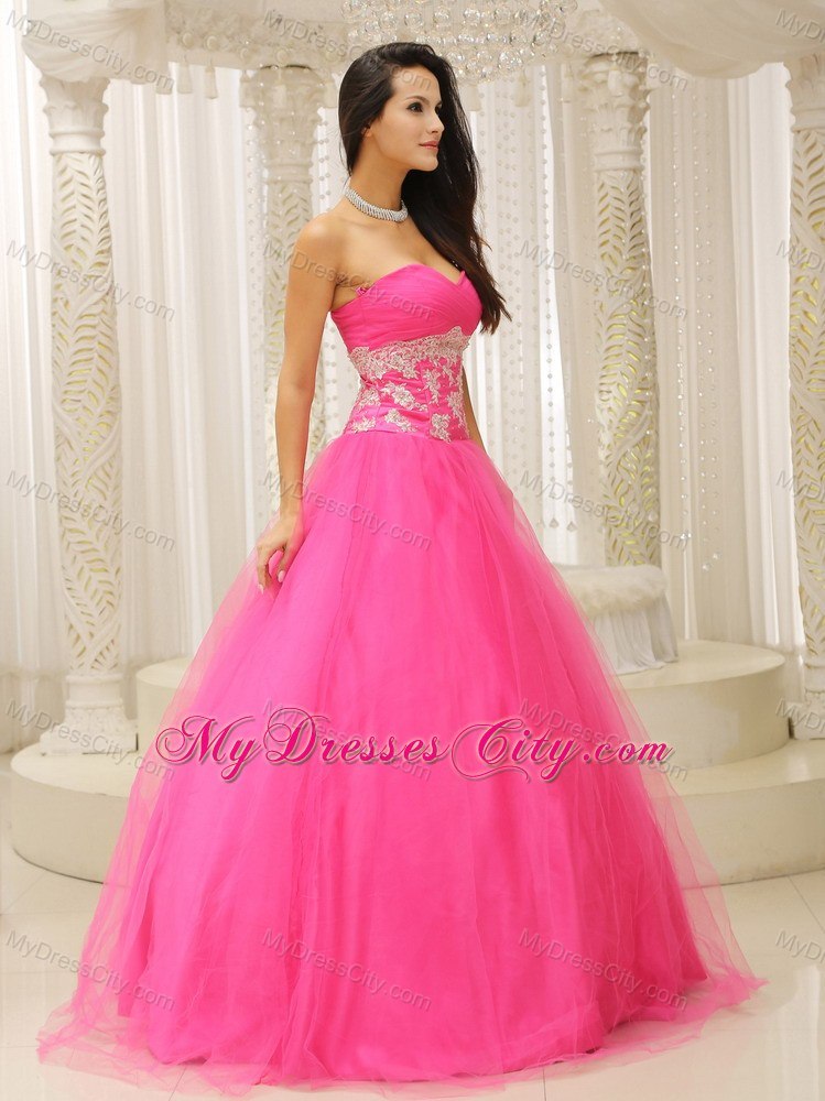 A-line Sweetheart Quinceanera Dress with Appliques and Lace Back