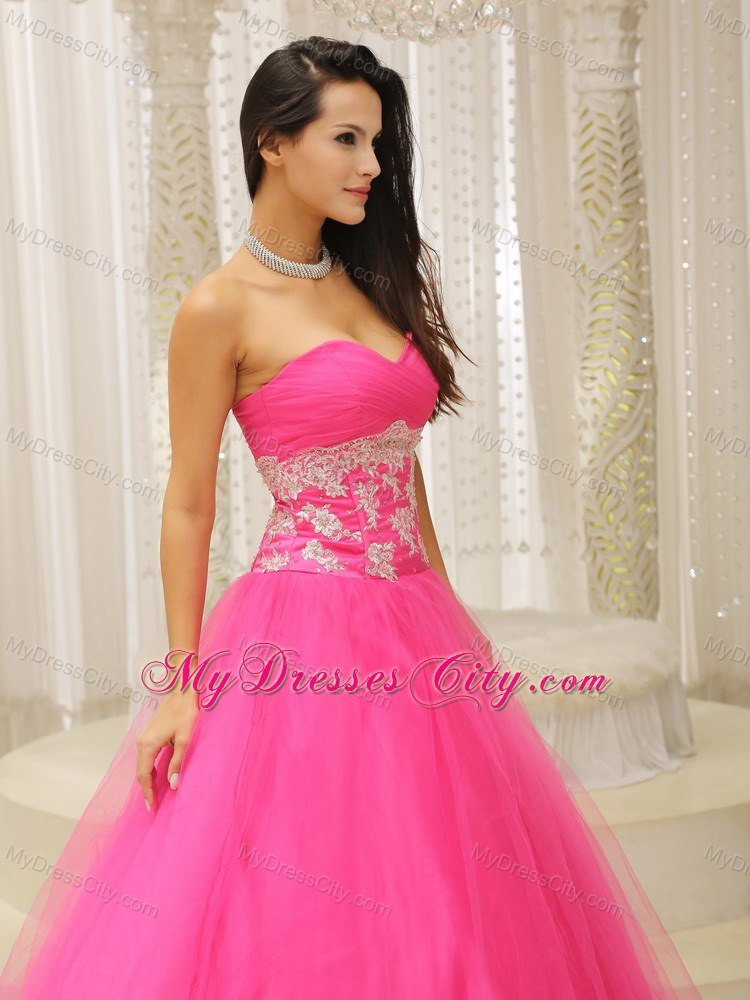 A-line Sweetheart Quinceanera Dress with Appliques and Lace Back