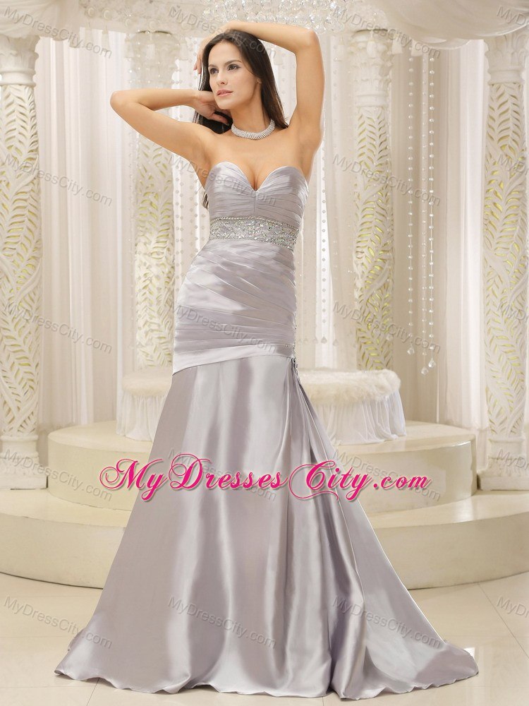 Ruched and Beaded Mother Dress for Wedding with Cool Back