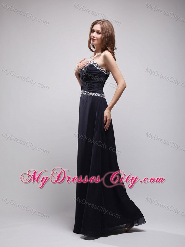 Black Sweetheart Floor-length Chiffon Sequins Prom Dress Cool Back