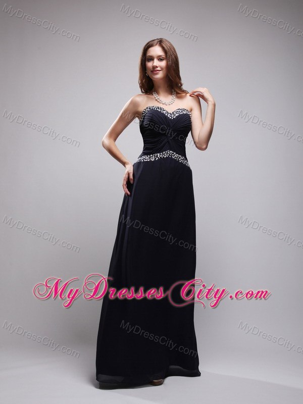 Black Sweetheart Floor-length Chiffon Sequins Prom Dress Cool Back