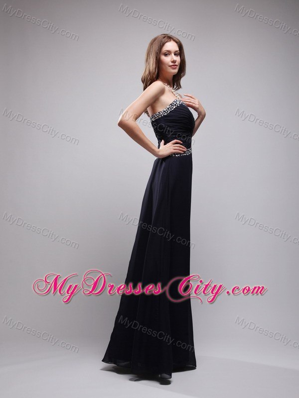 Black Sweetheart Floor-length Chiffon Sequins Prom Dress Cool Back