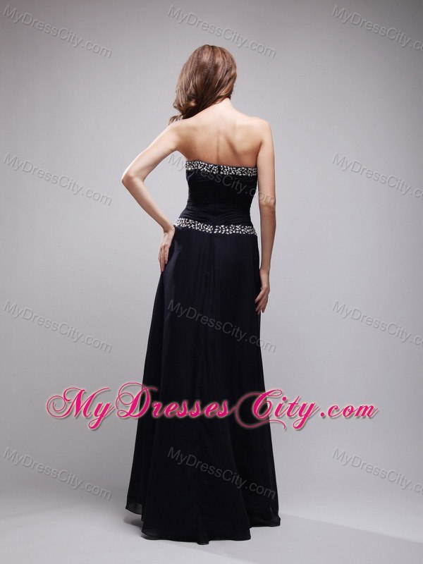 Black Sweetheart Floor-length Chiffon Sequins Prom Dress Cool Back