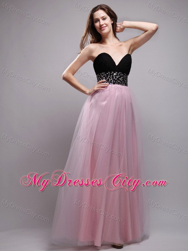 Baby Pink Sweetheart Floor-length Evening Dress with Beading