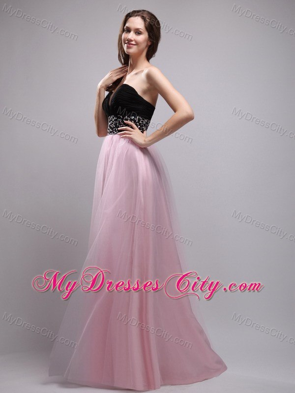 Baby Pink Sweetheart Floor-length Evening Dress with Beading