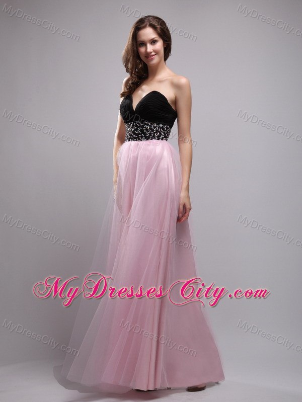 Baby Pink Sweetheart Floor-length Evening Dress with Beading