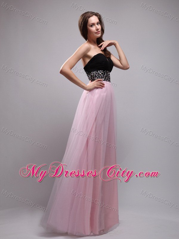 Baby Pink Sweetheart Floor-length Evening Dress with Beading