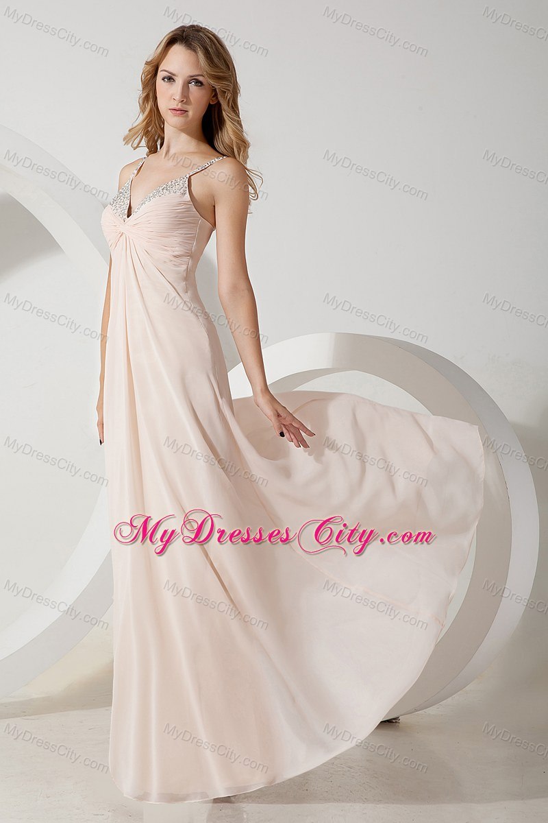 Light Pink Beaded Homecoming Dress Floor-length Cool Back