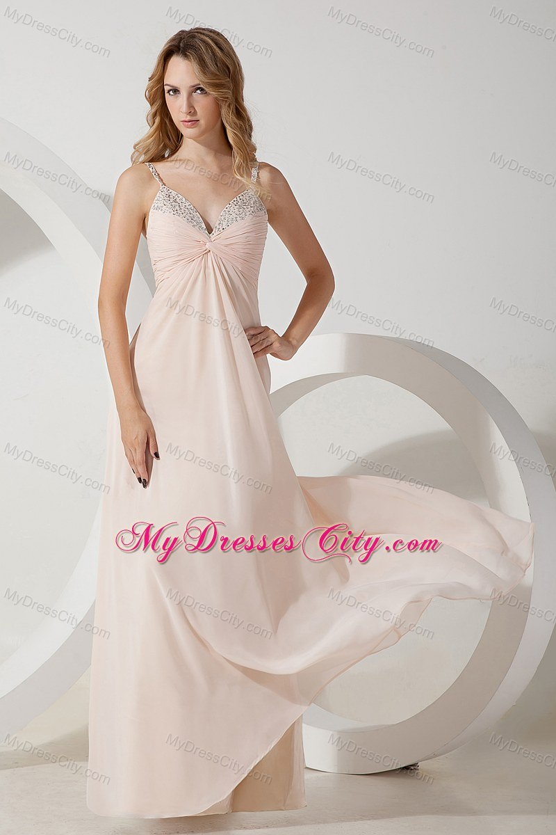 Light Pink Beaded Homecoming Dress Floor-length Cool Back