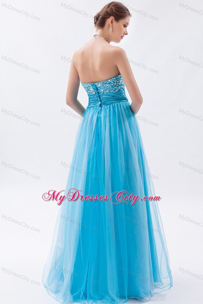 Baby Blue Sweetheart Prom Dress with Beading Floor-length